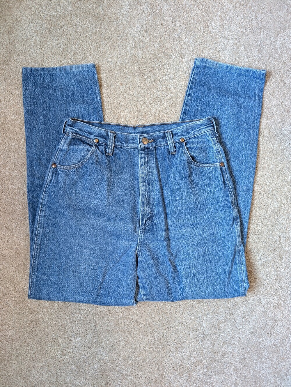 Vtg Wrangler 22MW High Waist Blue Denim Western Jeans